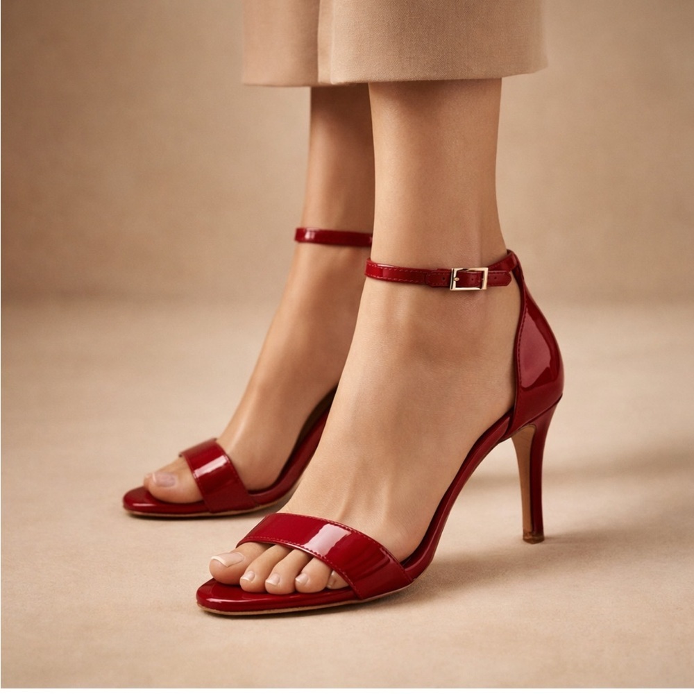 Michael Kors Red Patent Leather Ankle Strap Heels – Size 7